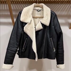 Blank NYC Black and Cream Leather Jacket